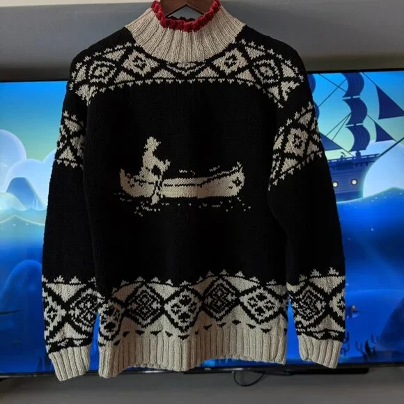 Vintage Hand Knit Ralph Lauren Sailing Yacht Canoe Knit Sweater Lodge Womens - Picture 12 of 12